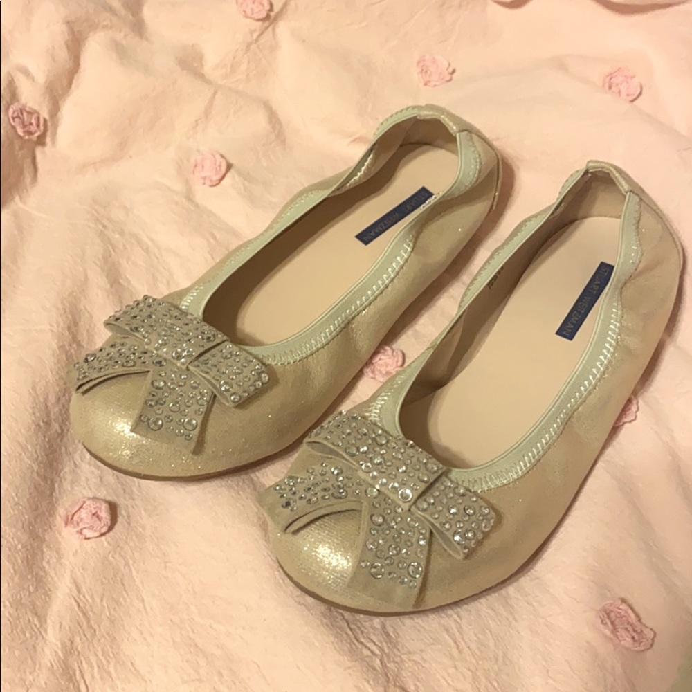 Kids’ Stuart Weitzman shoes. Gold. Worn one night